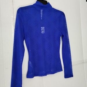 Anthropologie Sapphire Mesh Embroidery Top Blouse Size M